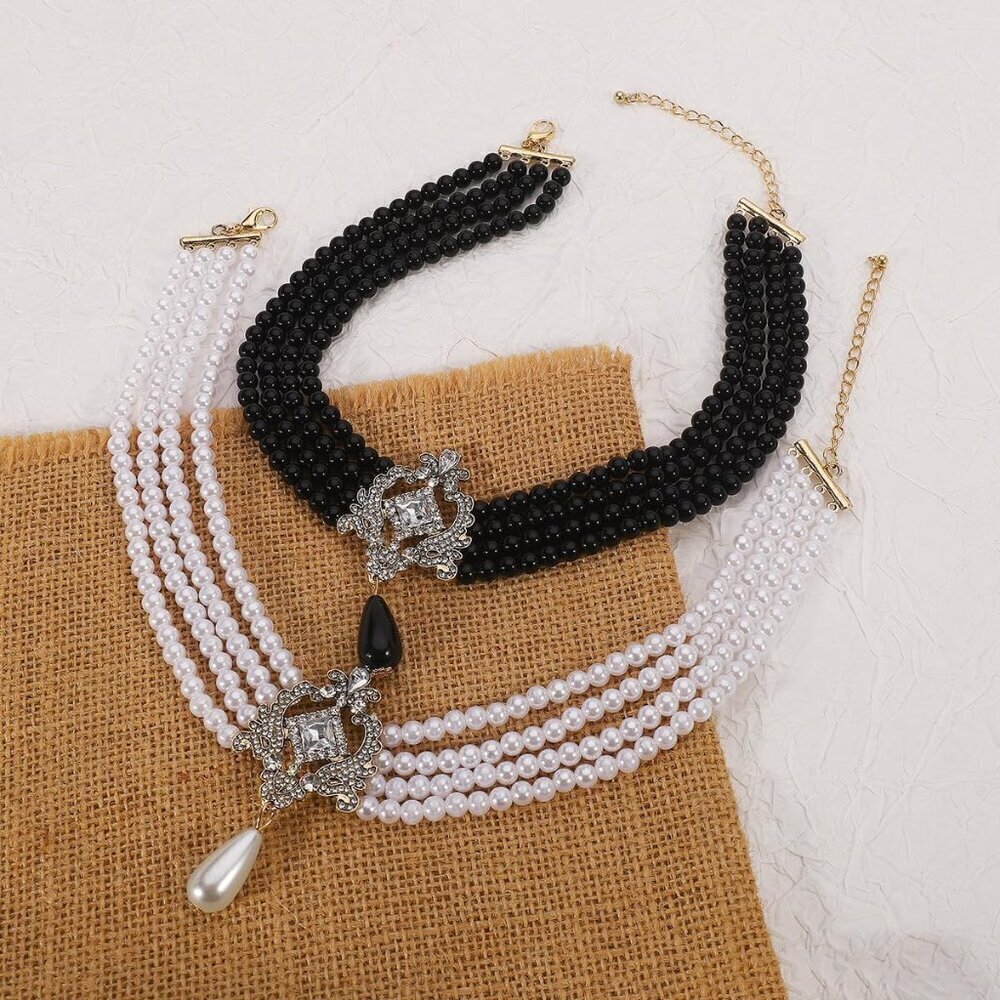 KummerSaprk Black Pearl Choker Necklace for Women, Layered Beaded Custom Jewelry - Picture 7 of 7